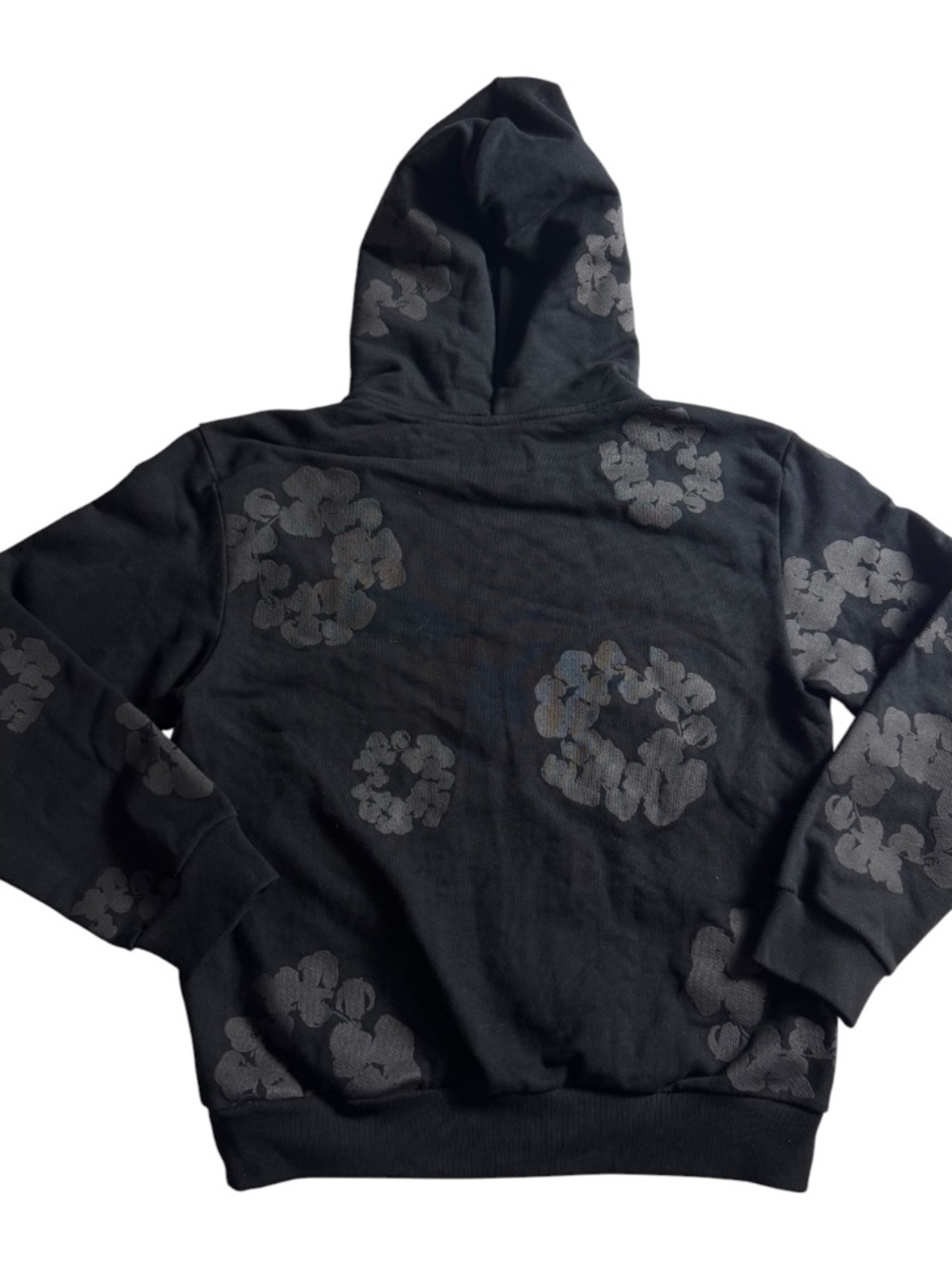 Denim Tears Cotton Wreath Hoodie Black Monochrome All Over Print Size Small NWOT